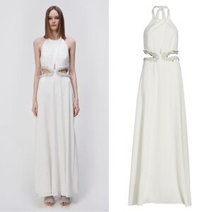 JONATHAN SIMKHAI Sandi Embellished Cut-Out Halter Gown Size 12